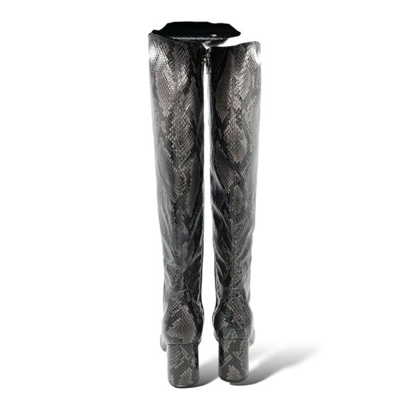 Marc‎ Fisher Women's Retie 2  Gray Leather Snake Skin Look Boots 8M US - Picture 6 of 14